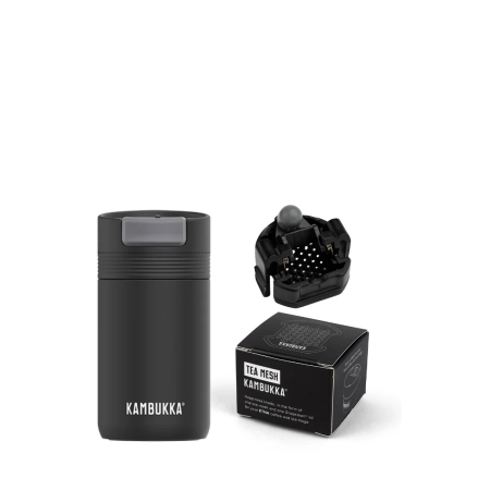 Kambukka kubek termiczny Cabo 300ml - Black + sitko do herbaty+ opakowanie