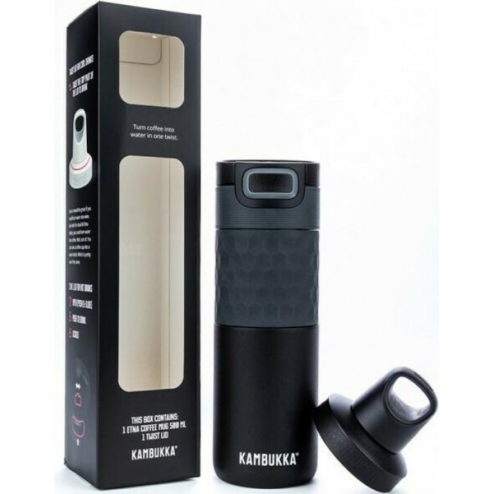 Kambukka giftbox Etna Grip 500ml matte black z dodatkow nakrtk twist