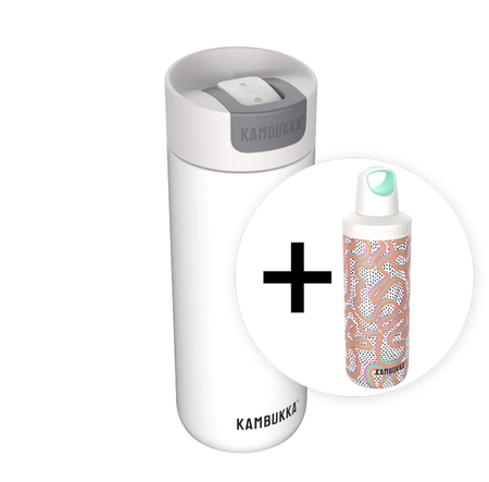 Zestaw Kambukka: kubek termiczny Olympus 500ml - Marshmallow white + butelka Reno Insulated 500ml - Crazy For Dots