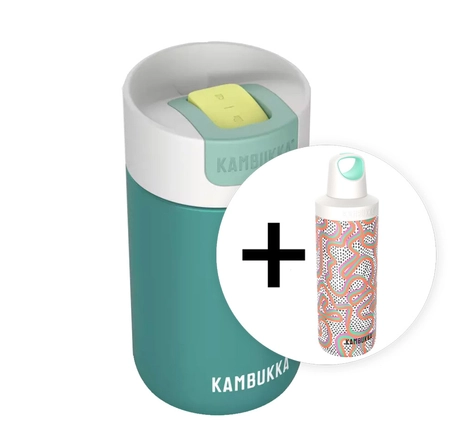 Zestaw Kambukka: kubek termiczny Olympus 300ml - Enchanted Forest + butelka Reno Insulated 500ml - Crazy For Dots