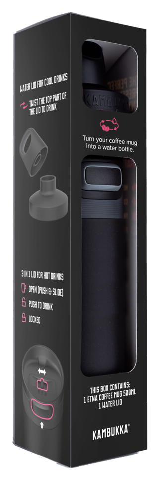 Kambukka giftbox Etna 500ml matte black z dodatkow nakrtk twist