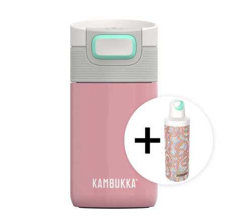 Zestaw Kambukka: kubek termiczny Etna 300ml - Baby Pink + butelka termiczna Reno Insulated 500ml - Crazy For Dots