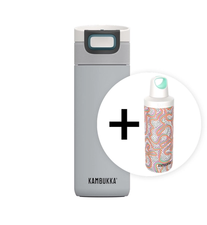 Zestaw Kambukka: kubek termiczny Etna 500ml - Uncertain Grey + butelka termiczna Reno Insulated 500ml - Crazy For Dots
