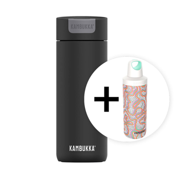 Zestaw Kambukka: kubek termiczny Olympus 500ml - Matte Black + butelka Reno Insulated 500ml - Crazy For Dots