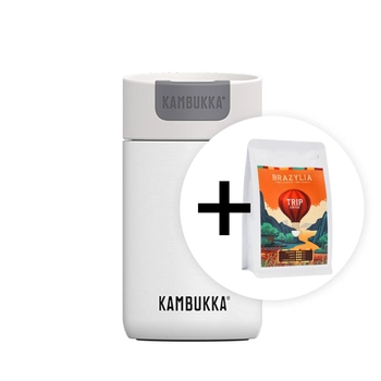 Zestaw - Kambukka kubek termiczny Olympus 300ml - Marshmallow white + Kawa ziarnista Trip Coffee Brazylia 250g