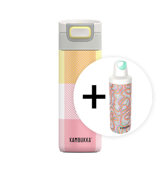 Zestaw Kambukka: kubek termiczny Etna 500ml - Daydream Madras + butelka termiczna Reno Insulated 500ml - Crazy For Dots